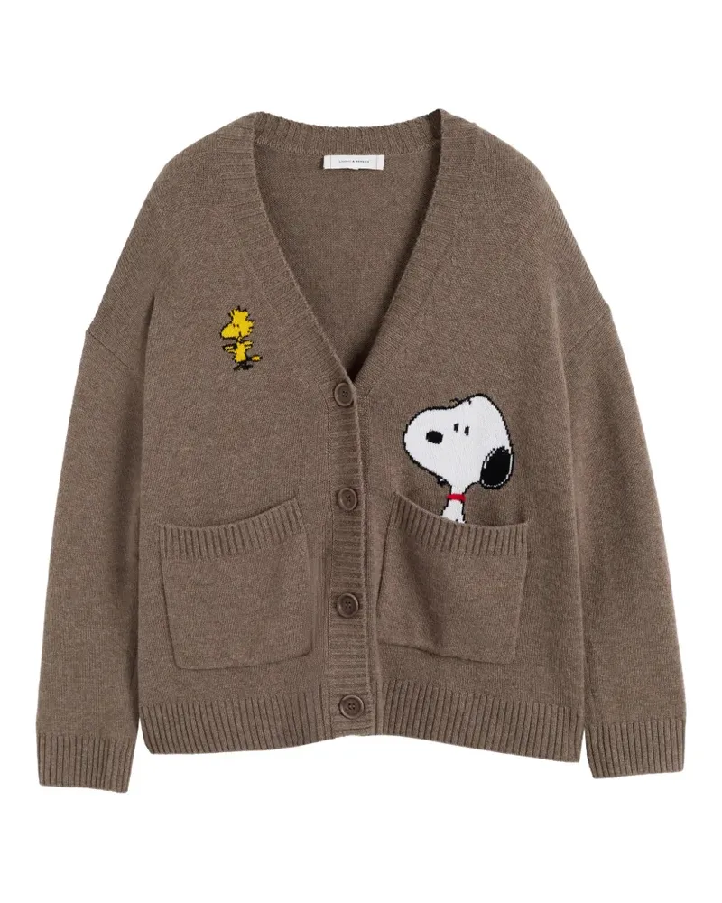 Chinti & Parker Snoopy Peek Cardigan mit Tasche - Braun Braun