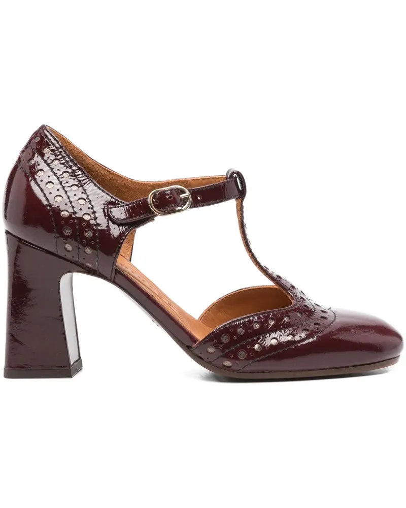 Chie Mihara Perforierte Mante Pumps mit T-Riemen 80mm - Rot Rot
