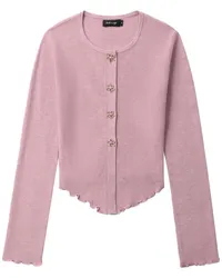 Tout a Coup Gerüschter Cardigan mit Blumenknöpfen Rosa