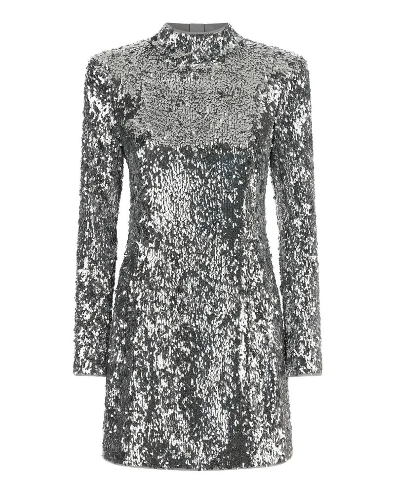 Balmain Asymmetrisches Minikleid mit Pailletten - Silber Silber