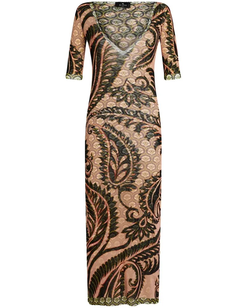 Etro Maxikleid mit Tüll-Overlay - Nude Nude
