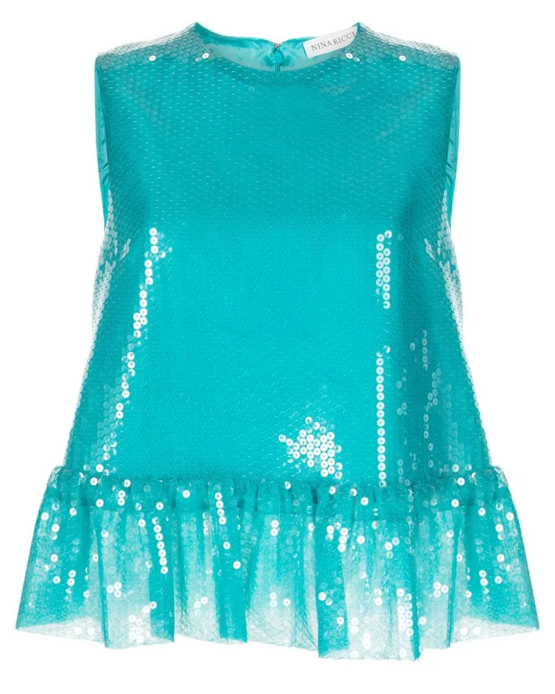 Nina Ricci Top mit Pailletten - Blau Blau