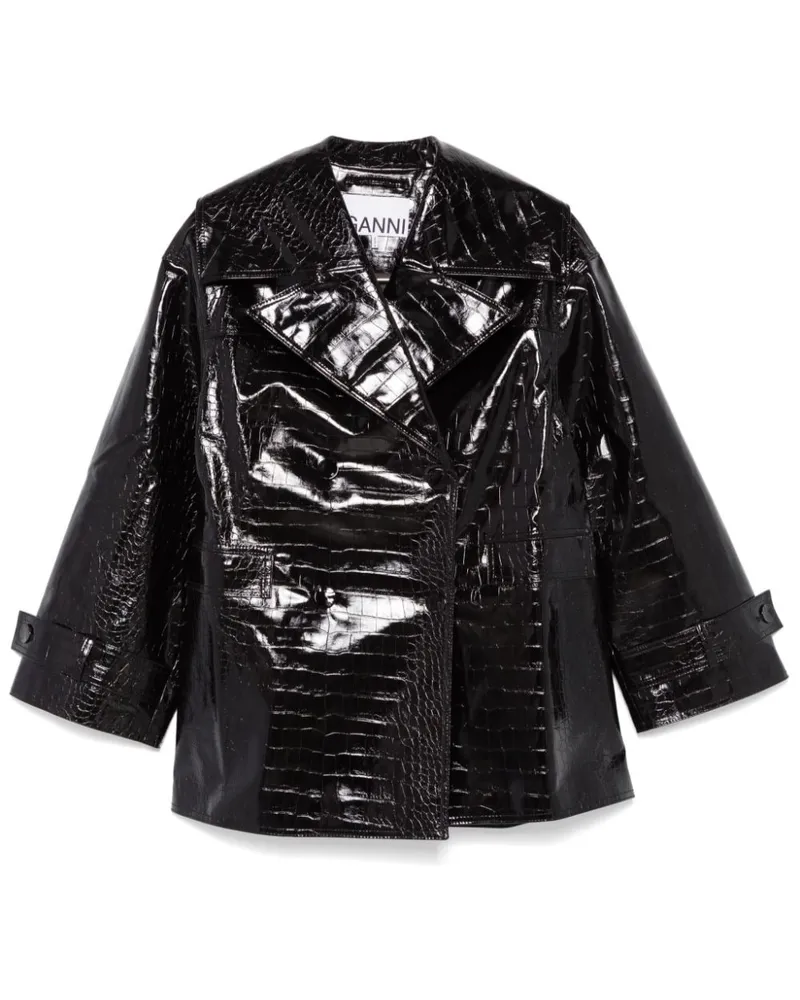 Ganni Jacke mit Kroko-Prägung - Schwarz Schwarz