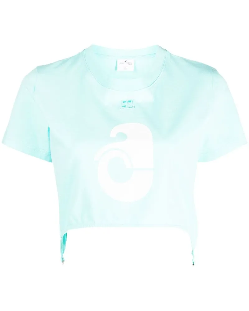 Courrèges Cropped-Top im Strumpfhalter-Look - Blau Blau