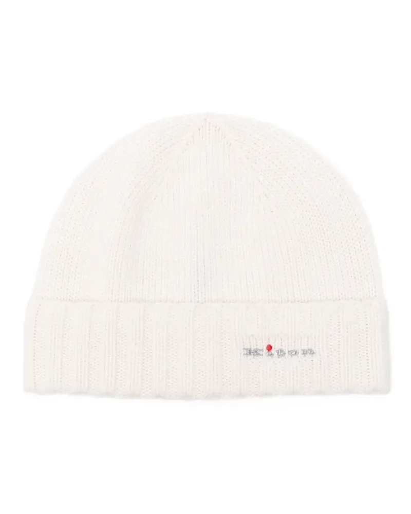 Kiton Gerippte Beanie - Weiß Weiß