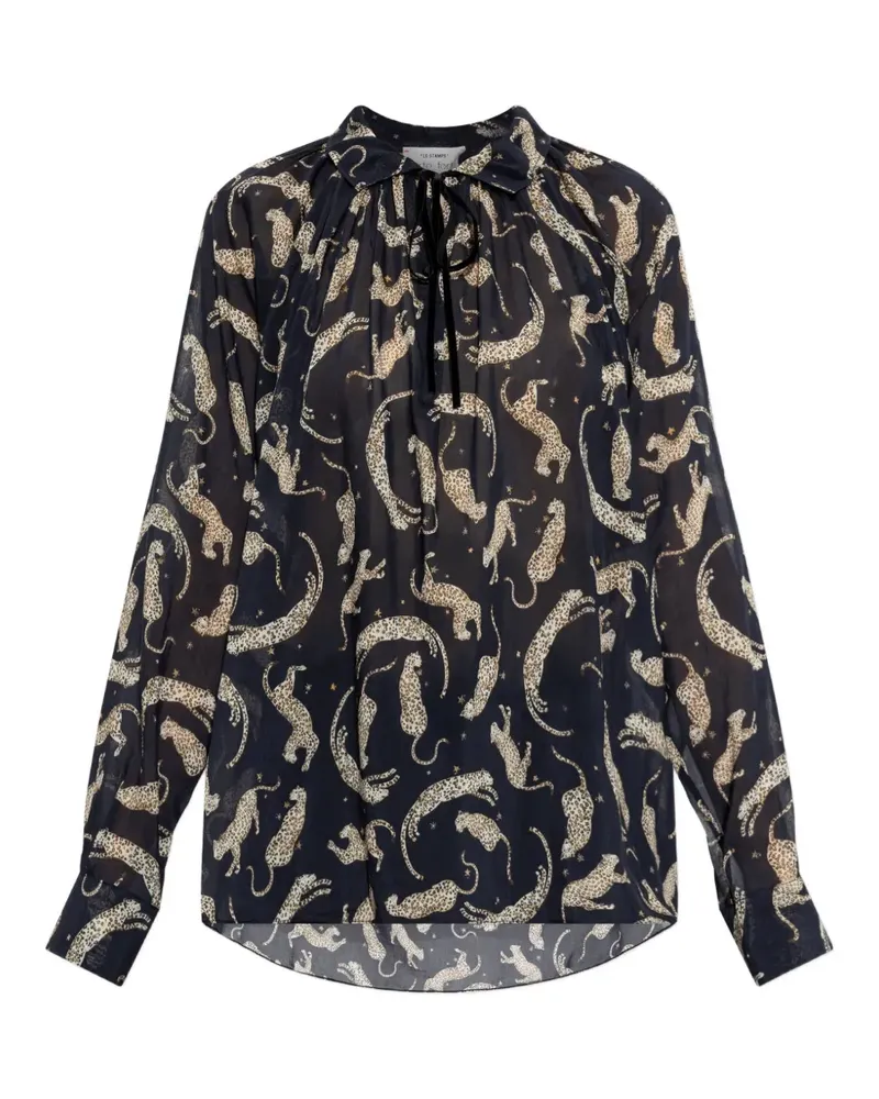 forte_forte Bluse mit Animal-Motiv - Blau Blau