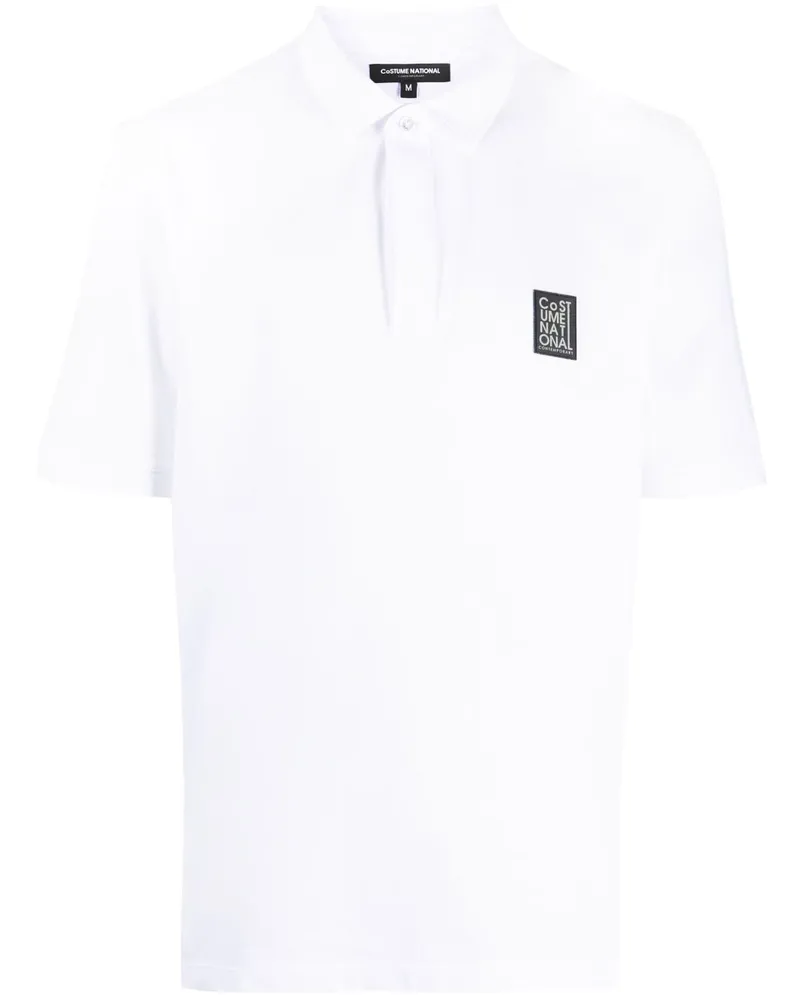 CoSTUME NATIONAL Poloshirt aus Pikee mit Logo-Patch Weiß