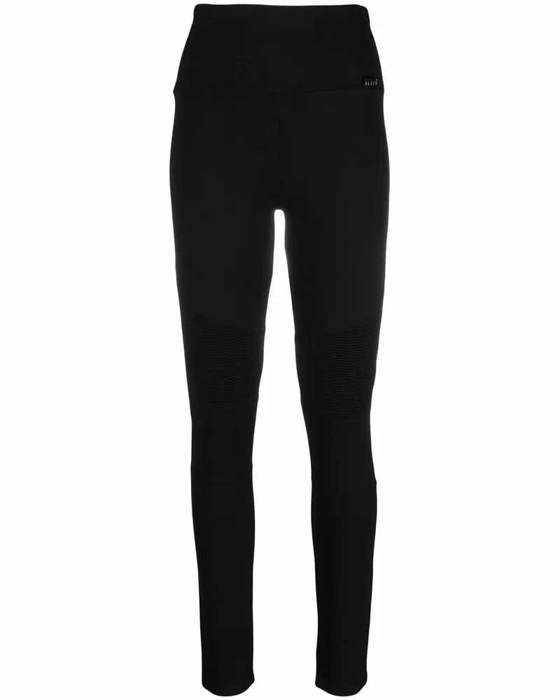 Philipp Plein Biker-Leggings mit gerippten Einsätzen - Schwarz Schwarz