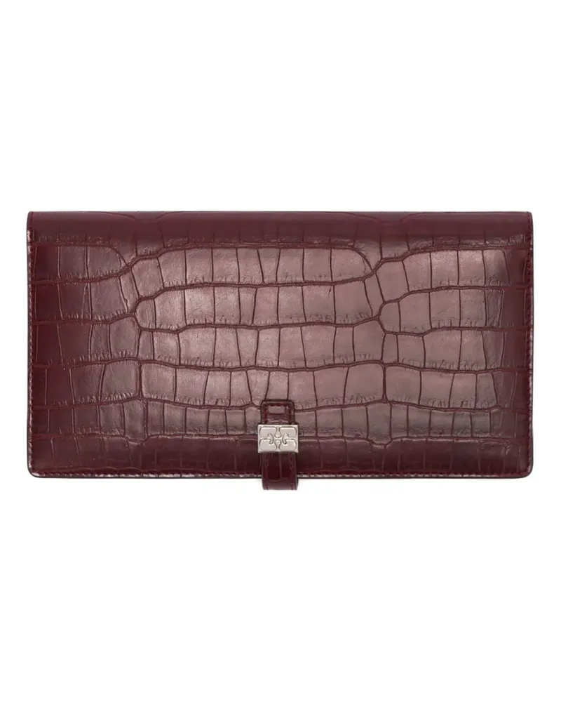 Ganni Flaches Portemonnaie mit Kroko-Optik - Rot Rot