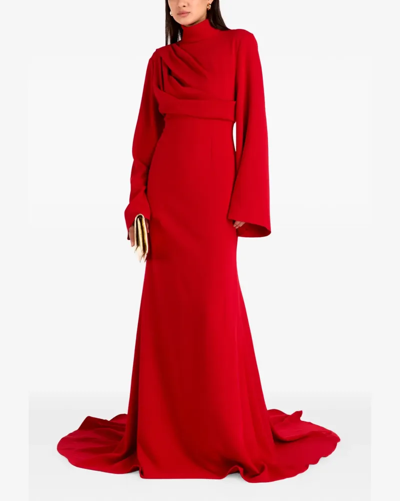 Solace London draped-bodice long-sleeve maxi dress - Rot Rot