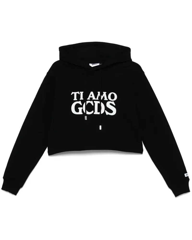GCDS Hoodie mit Ti Amo -Print - Schwarz Schwarz