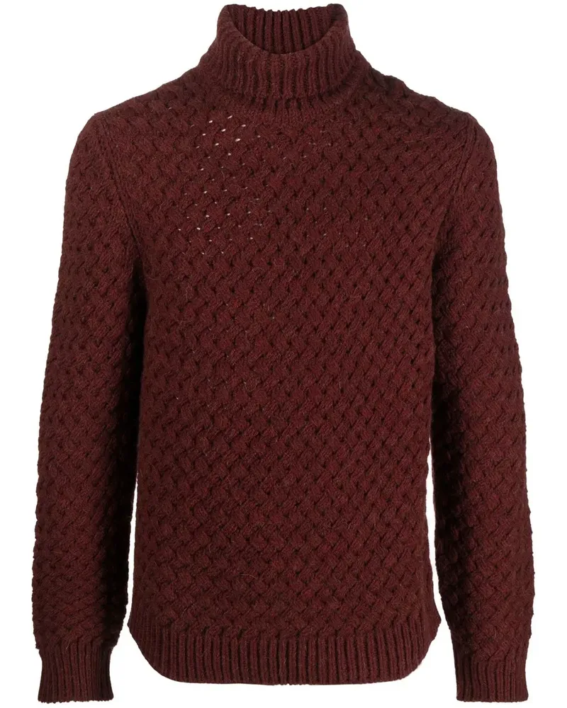 LARDINI Grob gestrickter Rollkragenpullover - Rot Rot