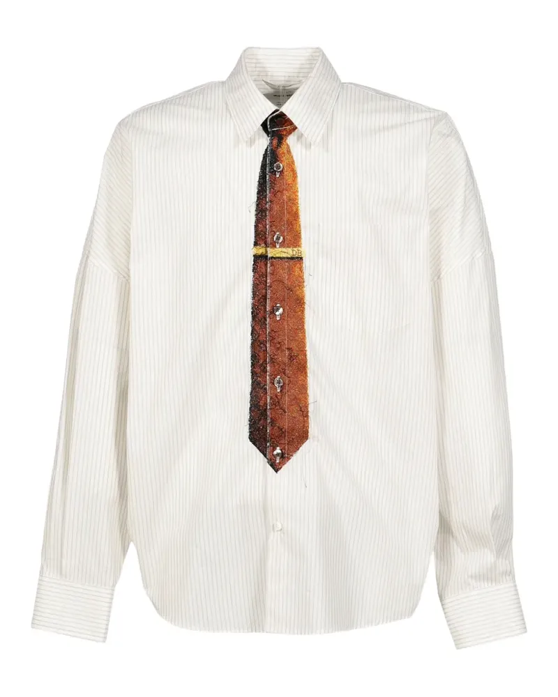 Doublet Gestreiftes Tromp L'oeil Hemd mit Krawatten-Print - Weiß Weiß