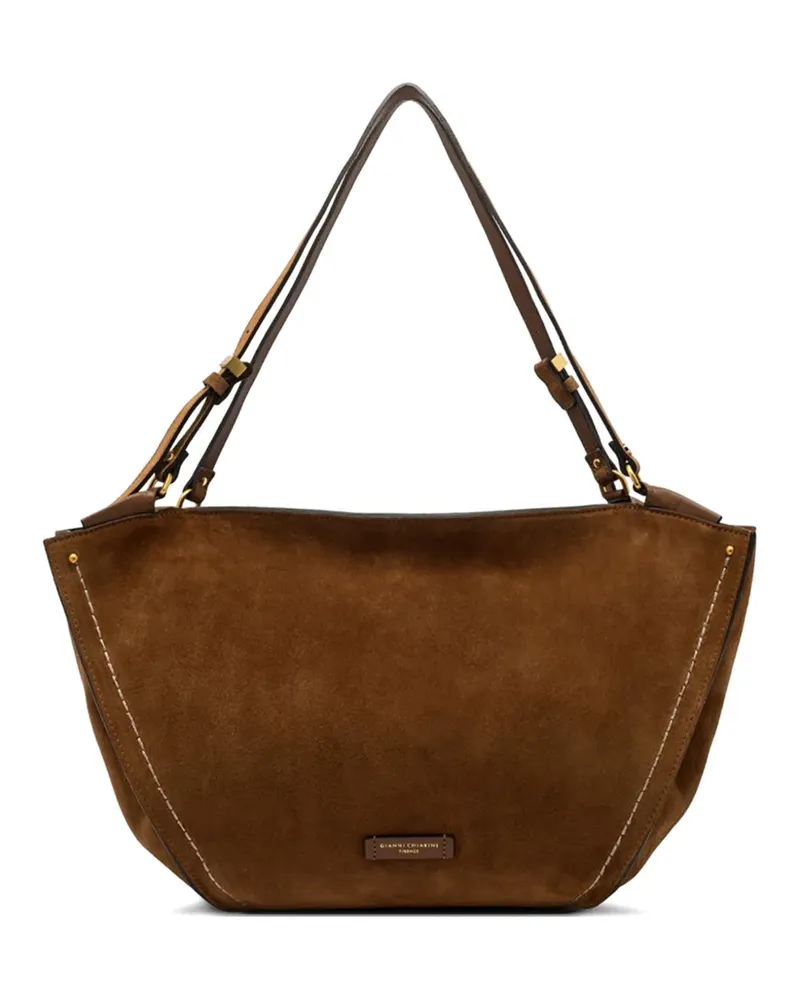 Gianni Chiarini Bloom zip-top suede tote bag - Braun Braun