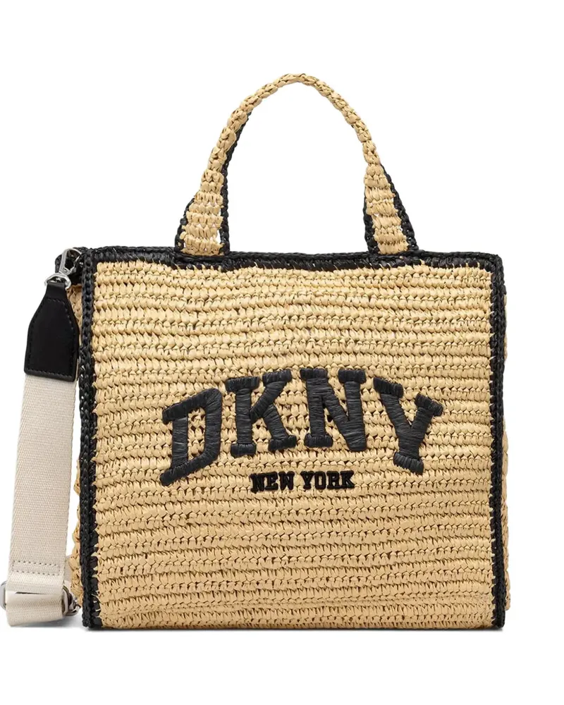DKNY logo-embroidered woven tote bag - Nude Nude