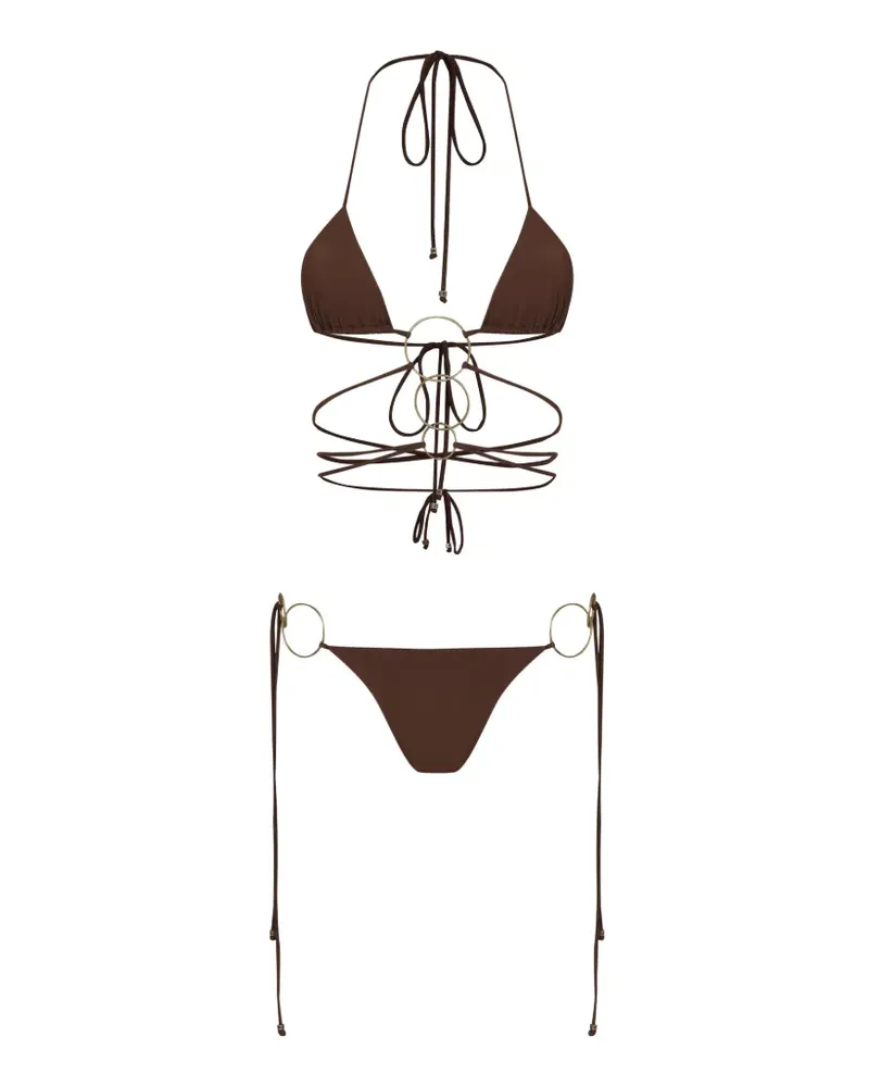 Amir Slama Bikini mit Schnürung - Braun Braun