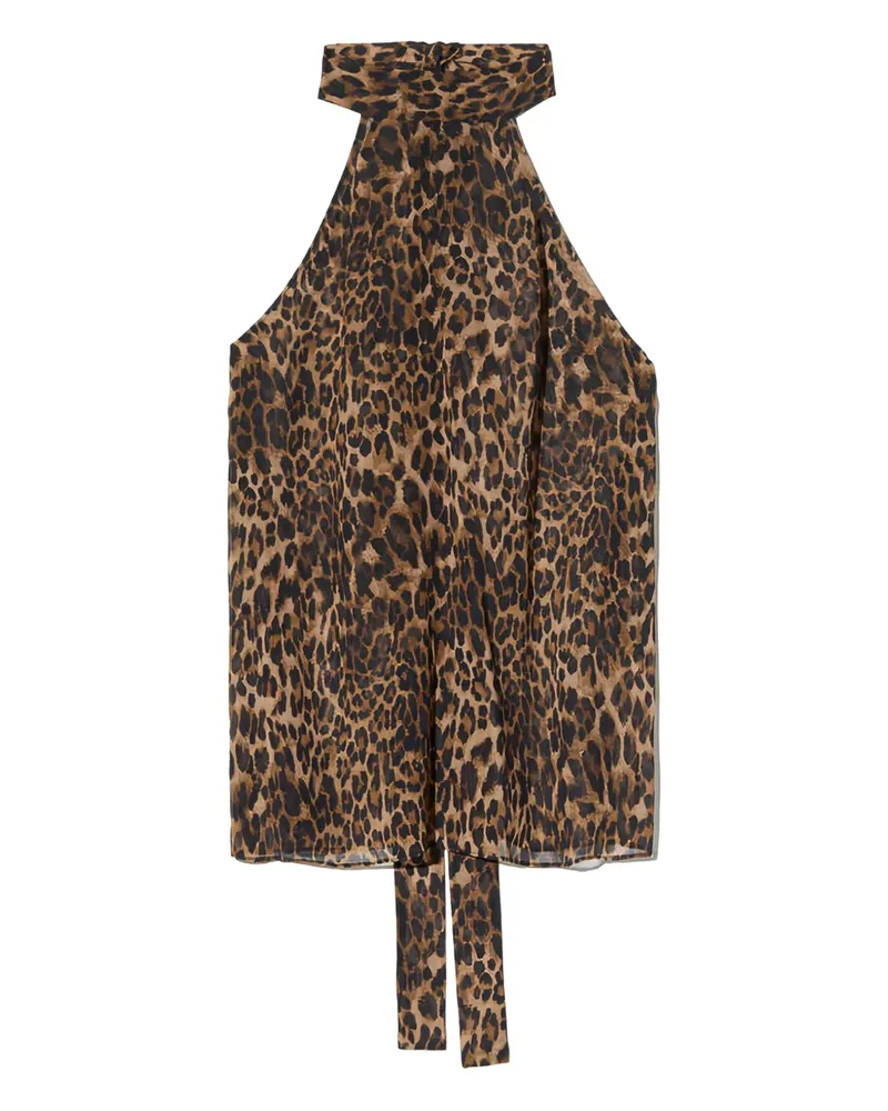 Nili Lotan Neckholder-Top mit Leoparden-Print - Braun Braun