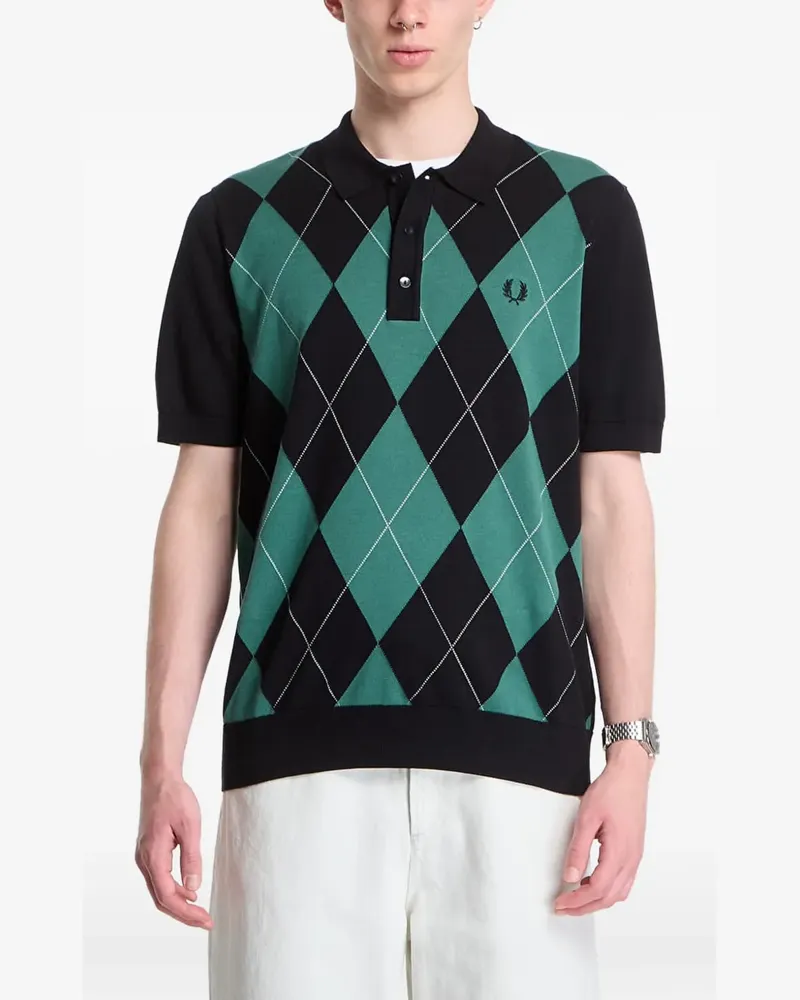 Fred Perry argyle knitted polo shirt - Schwarz Schwarz