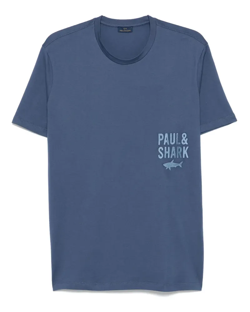 Paul & Shark T-Shirt mit Hai-Logo - Blau Blau