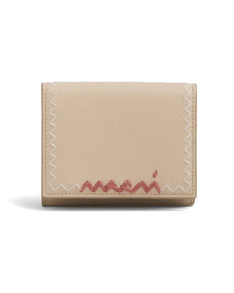 Marni Portemonnaie mit Logo-Stickerei - Nude Nude