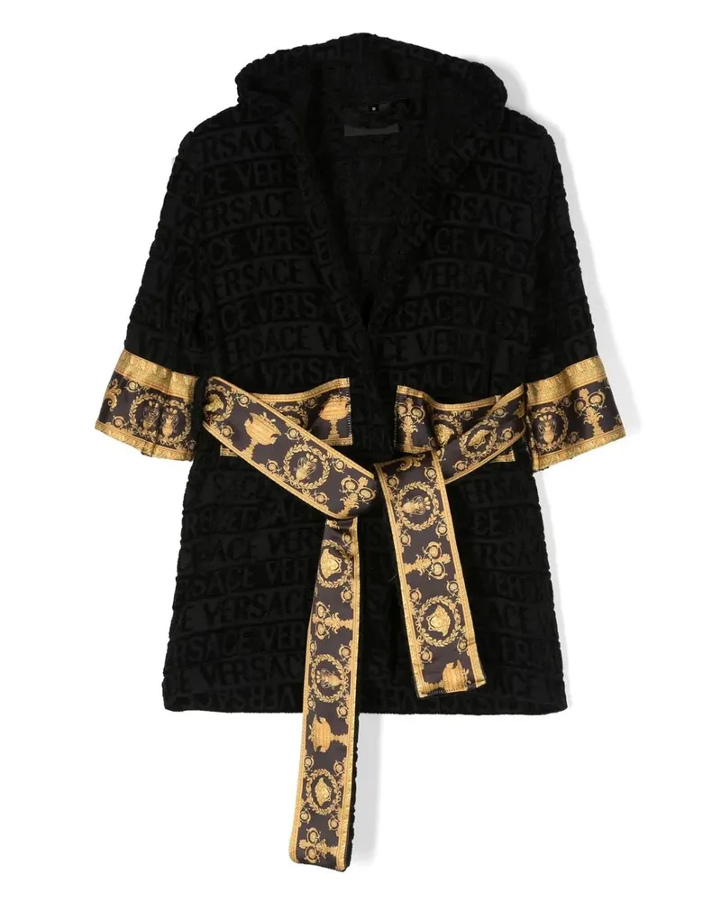 Versace Morgenmantel mit Logo-Print - Schwarz Schwarz