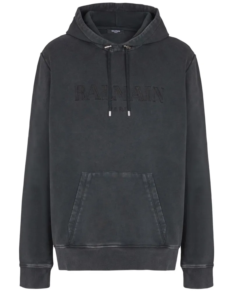 Balmain Hoodie mit Logo-Stickerei - Grau Grau