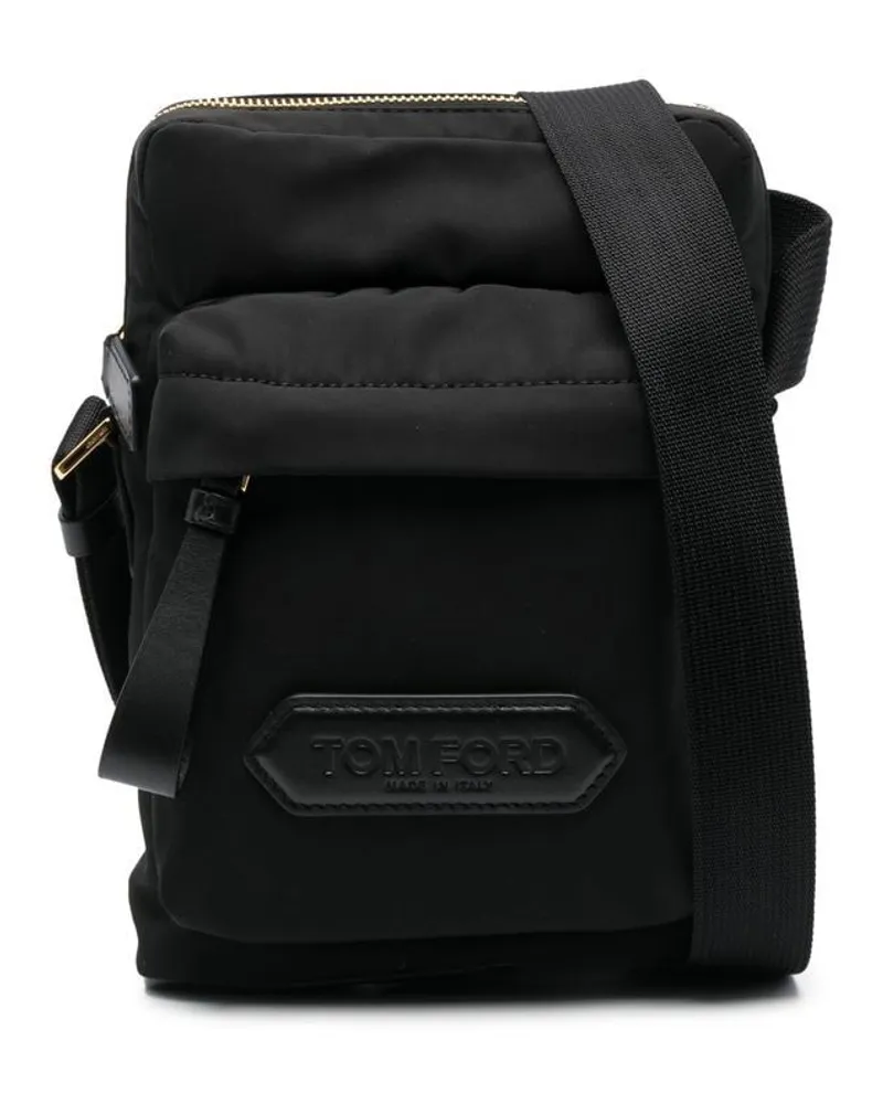 Tom Ford Kuriertasche mit Logo-Patch - Schwarz Schwarz