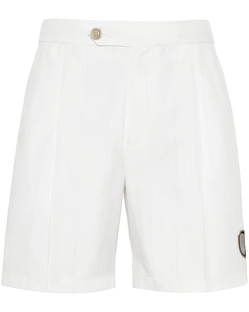 Brunello Cucinelli Klassische Shorts mit Logo-Applikation - Weiß Weiß