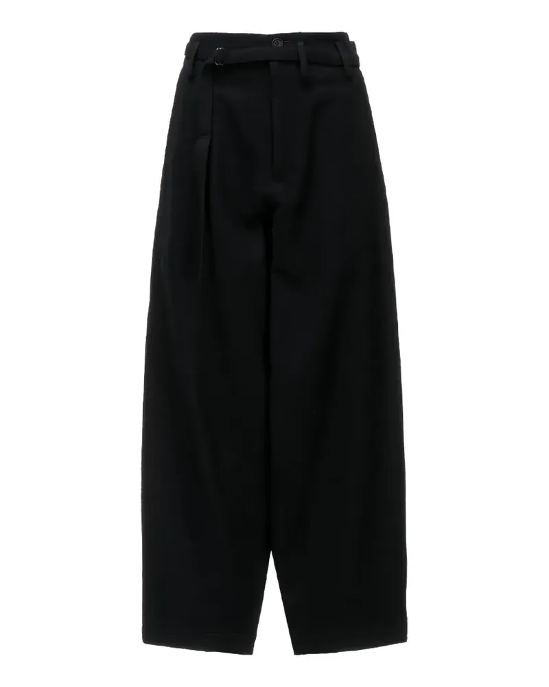 Yohji Yamamoto Milled Gabardine Wide-Leg-Hose mit Gürtel - Schwarz Schwarz