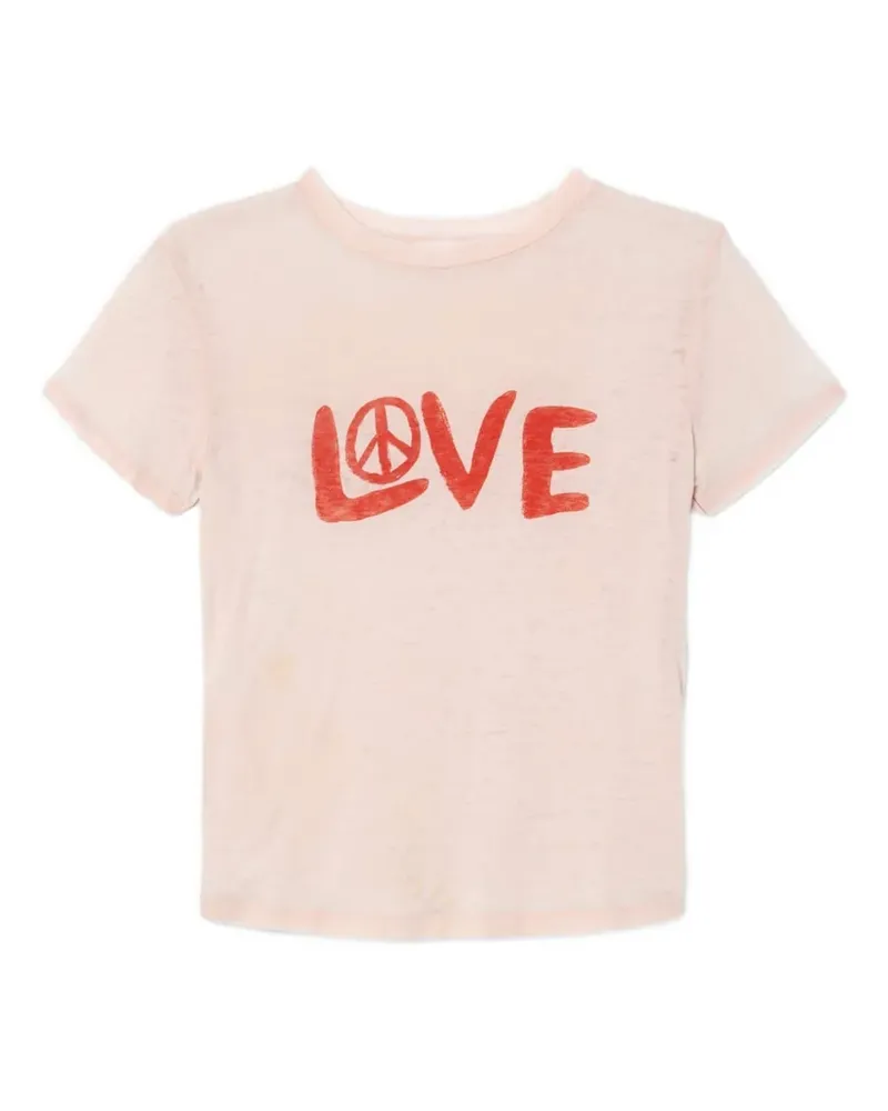 RE/DONE Classic Tee Love and Peace T-Shirt mit grafischem Print - Nude Nude