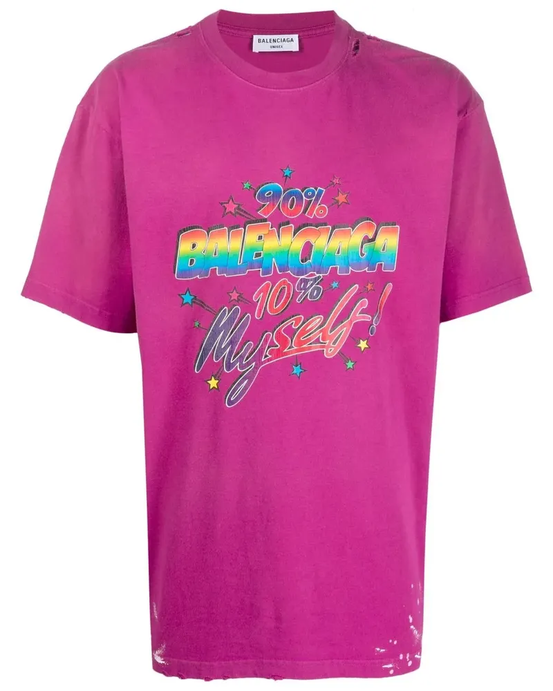 Balenciaga 90/10 T-Shirt mit Logo-Print - Rosa Rosa
