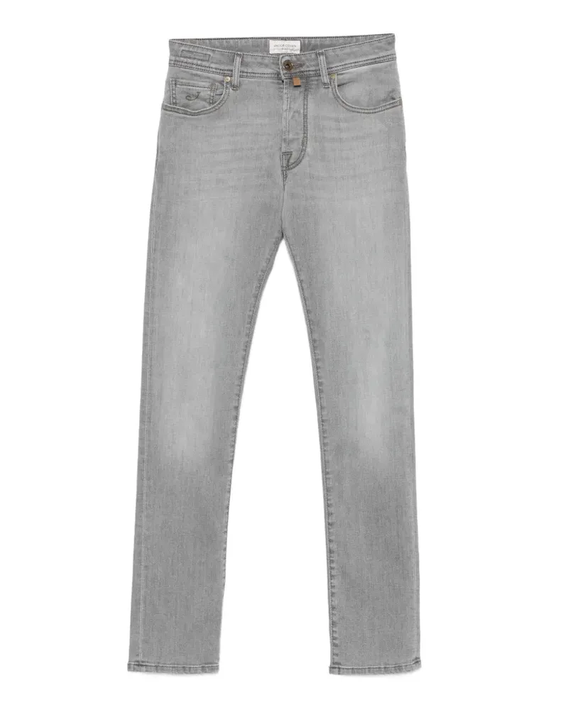 Jacob Cohën Schmale Bard Jeans mit Logo-Patch - Grau Grau