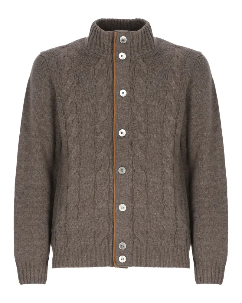 Della Ciana Cardigan mit Zopfmuster - Braun Braun