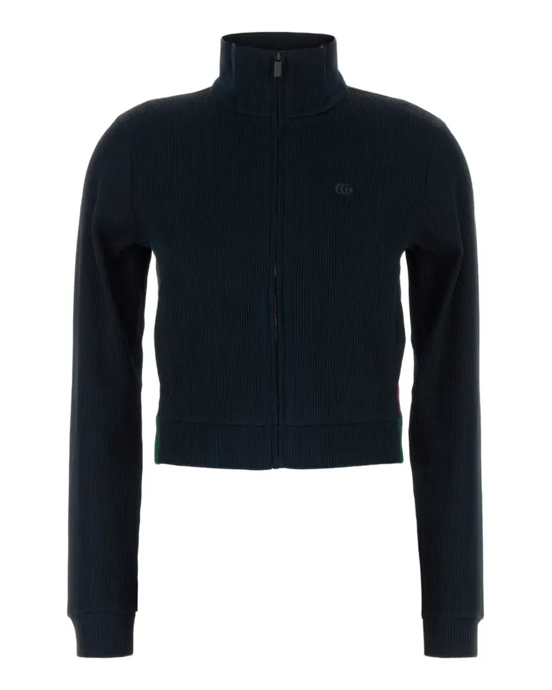 Gucci Geripptes Sweatshirt mit Web - Blau Blau
