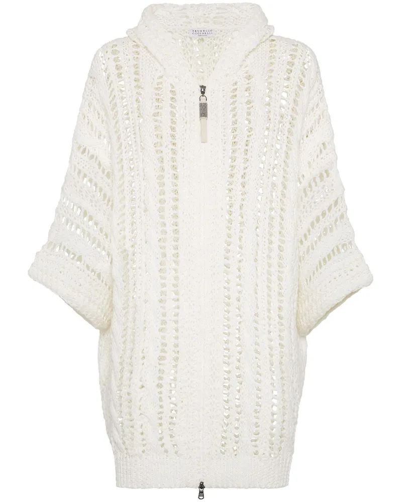 Brunello Cucinelli Cardigan mit Zopfmuster - Weiß Weiß