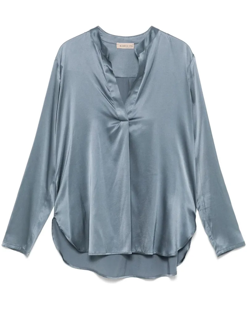 Blanca Klassische Satinbluse - Blau Blau