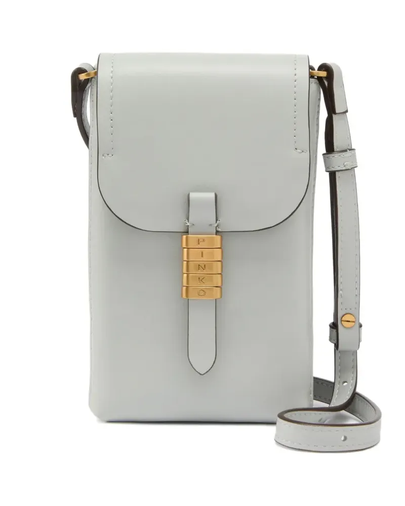 Pinko lettering leather shoulder bag - Grau Grau