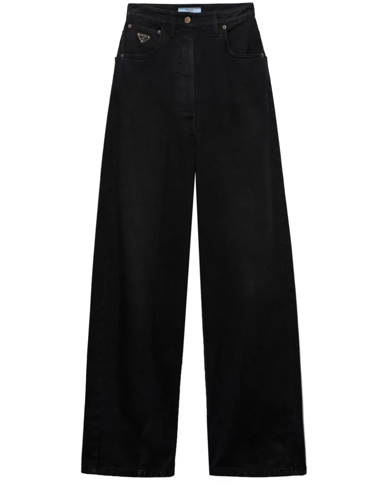 Prada Jeans mit weitem Bein - Schwarz Schwarz