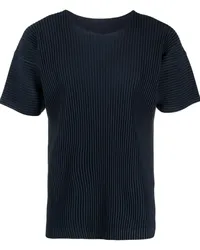 Issey Miyake Geripptes T-Shirt Blau