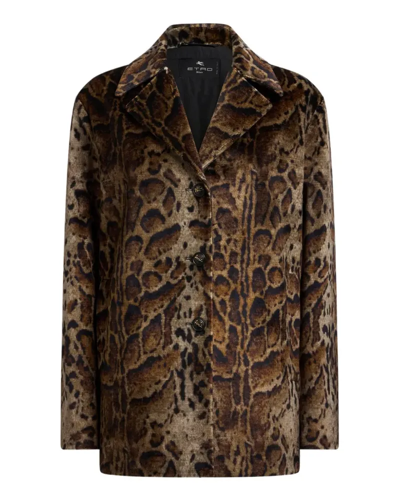 Etro cropped velvet coat with leopard motif - Braun Braun