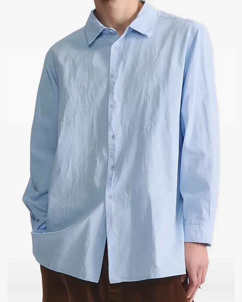 Casey Casey crinkled-finish long-sleeve shirt - Blau Blau