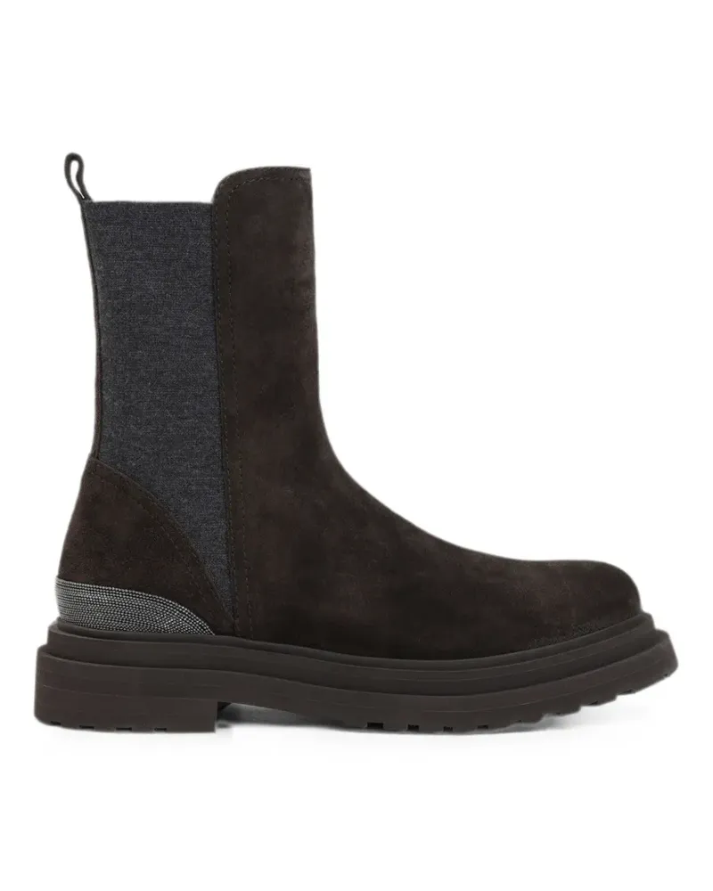 Brunello Cucinelli Monili-embellished suede boots - Braun Braun