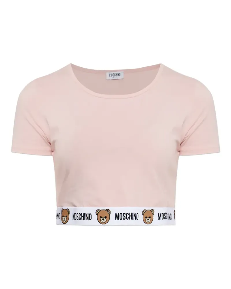 Moschino Cropped-T-Shirt mit Logo-Print - Rosa Rosa