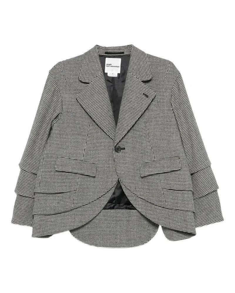 Noir Kei Ninomiya Jacke im Layering-Look mit Hahnentrittmuster - Schwarz Schwarz