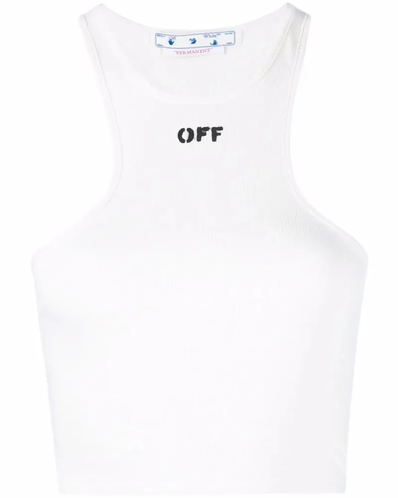 OFF-WHITE Geripptes Off-Stamp Cropped-Top - Weiß Weiß