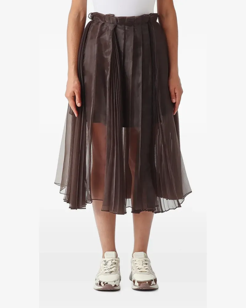 MEIMEIJ pleated sheer midi skirt - Braun Braun