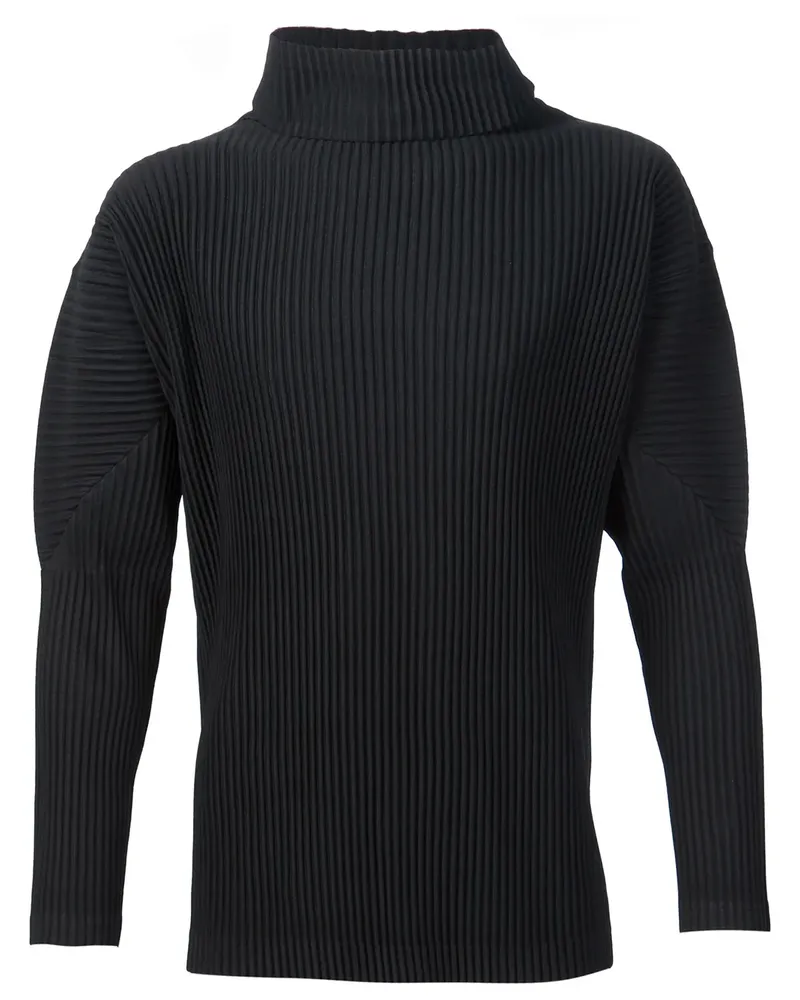 Issey Miyake Langarmshirt mit Rollkragen - Schwarz Schwarz