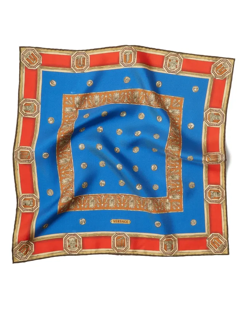 Versace Seidentwill-Schal mit Print 45cm - Blau Blau