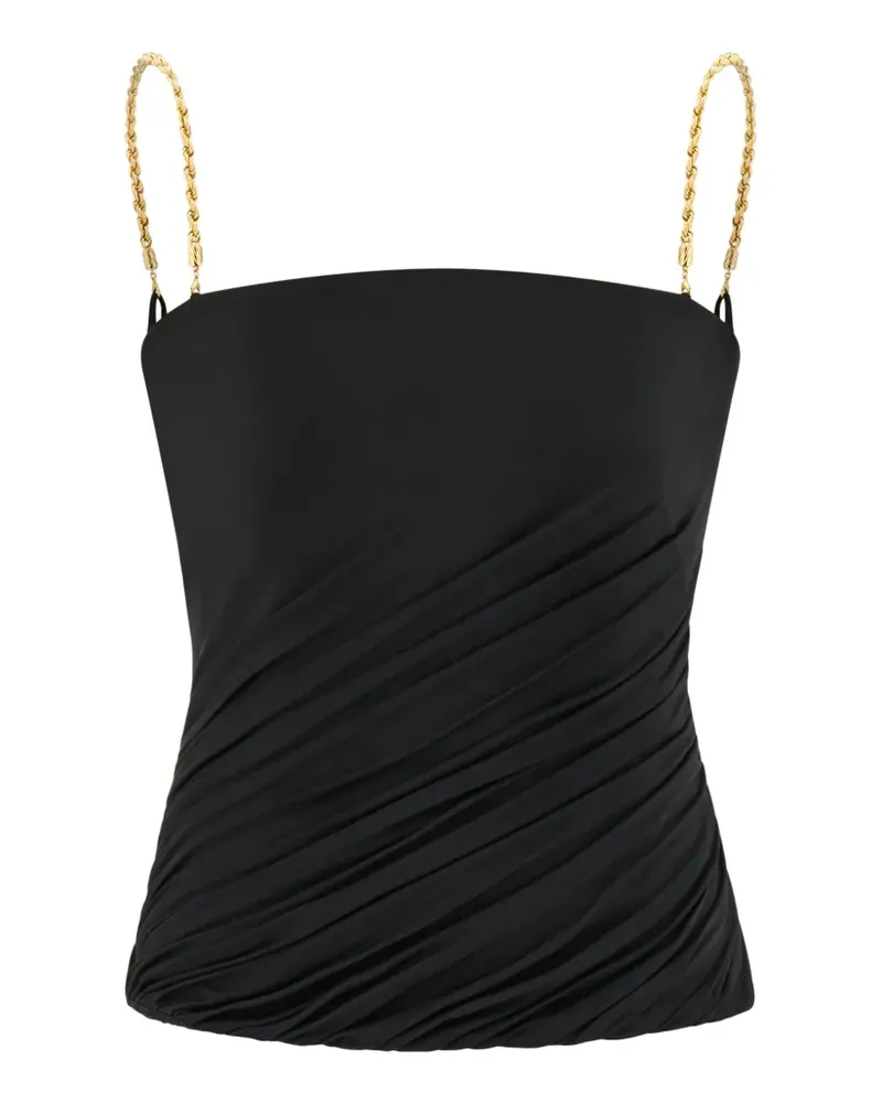Ferragamo Gerafftes Oberteil mit Kettendetail - Schwarz Schwarz