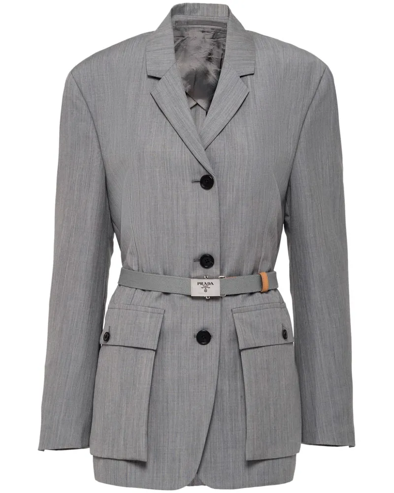 Prada Einreihiger Blazer mit Gürtel - Grau Grau